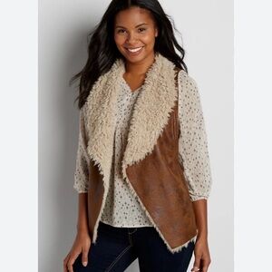 Mo-Ka by Santa Fe Faux-Shearling Brown Vest